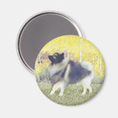 Keeshond Aspen Painting - Niedliche Originalkunst Magnet (Vorderseite/Rückseite)