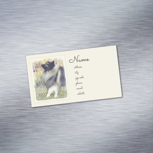 Keeshond Aspen Painting - Niedliche Originalkunst Magnetische Visitenkarte (Beispiel)
