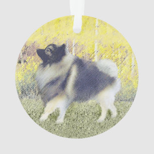 Keeshond Aspen Painting - Niedliche Originalkunst Ornament