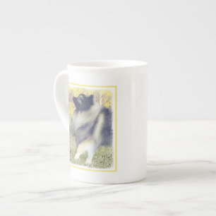 Keeshond Aspen Painting - Niedliche Originalkunst Porzellantasse