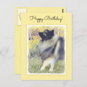 Keeshond Aspen Painting - Niedliche Originalkunst Postkarte (Vorne/Hinten)
