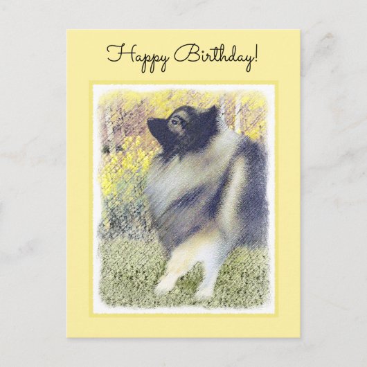Keeshond Aspen Painting - Niedliche Originalkunst Postkarte (Vorderseite)