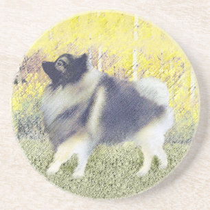 Keeshond Aspen Painting - Niedliche Originalkunst Untersetzer