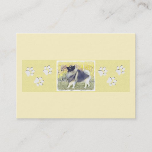 Keeshond Aspen Painting - Niedliche Originalkunst Visitenkarte (Rückseite)