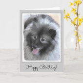 Keeshond-Bailey-Malerei - niedliche ursprüngliche Karte (Gelbe Blume)