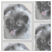 Keeshond-Bailey-Malerei - niedliche ursprüngliche Stoff (Nahaufnahme)