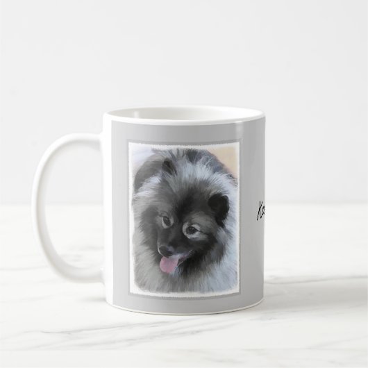 Keeshond Bailey Painting - Niedliche Original Dog Kaffeetasse (Links)