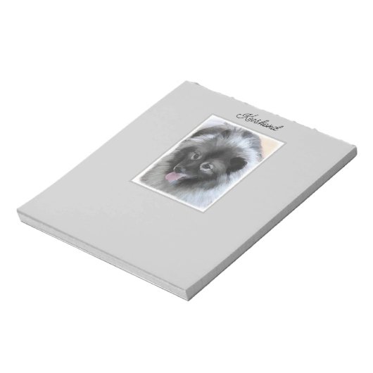 Keeshond Bailey Painting - Niedliche Original Dog  Notizblock (Rotiert)