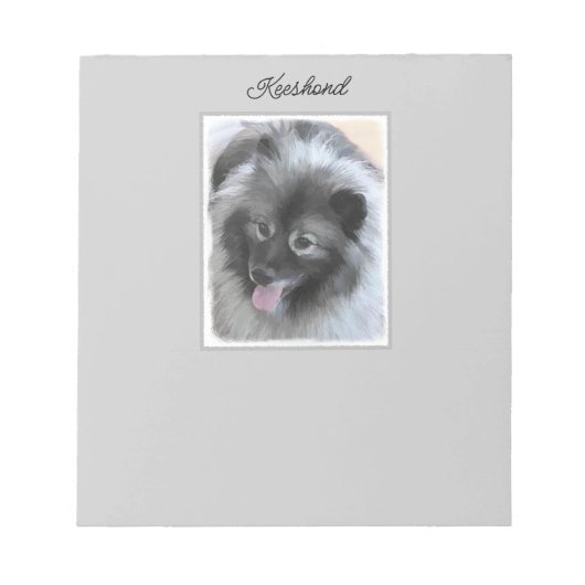 Keeshond Bailey Painting - Niedliche Original Dog Notizblock (Vorderseite)