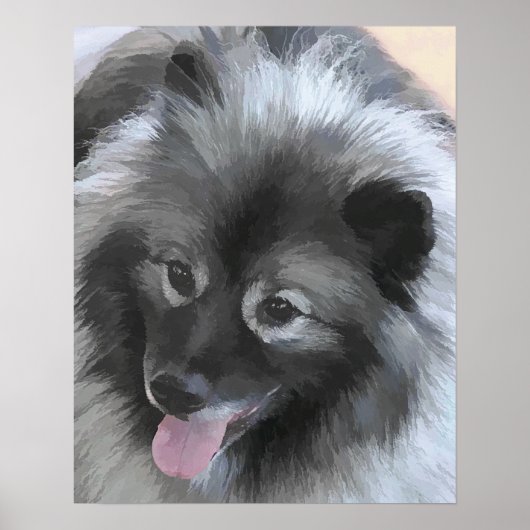 Keeshond Bailey Painting - Niedliche Original Dog Poster (Vorne)