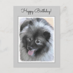Keeshond Bailey Painting - Niedliche Original Dog  Postkarte