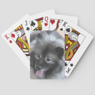 Keeshond Bailey Painting - Niedliche Original Dog  Spielkarten