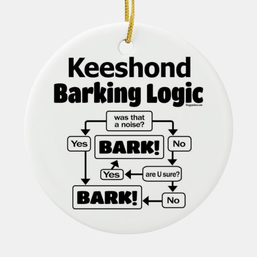 Keeshond Barking Logic Keramik Ornament (Vorne)