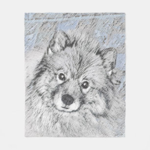 Keeshond Beth Malerei - Niedliche Original Hundeku Fleecedecke