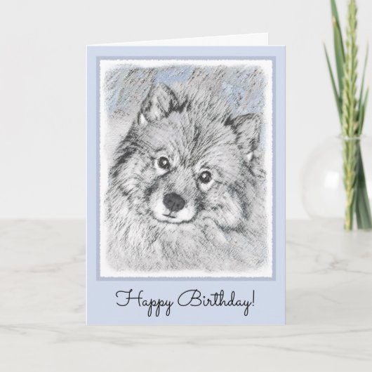 Keeshond Beth Malerei - Niedliche Original Hundeku Karte (Vorderseite)