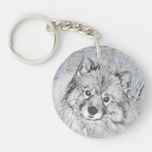 Keeshond Beth Malerei - Süße originelle Hundekunst Schlüsselanhänger