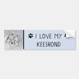 Keeshond Beth Painting - Niedliche Originalkunst d Autoaufkleber