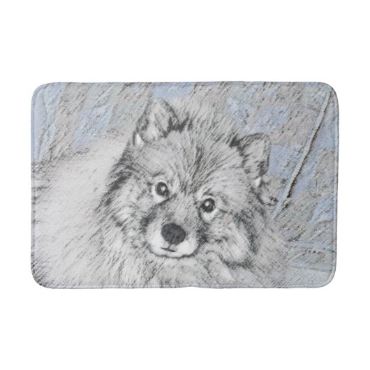 Keeshond Beth Painting - Niedliche Originalkunst d Badematte (Vorderseite)