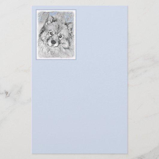 Keeshond Beth Painting - Niedliche Originalkunst d Briefpapier (Vorderseite)