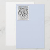Keeshond Beth Painting - Niedliche Originalkunst d Briefpapier (Vorne/Hinten)