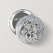 Keeshond Beth Painting - Niedliche Originalkunst d Button (Vorne & Hinten)
