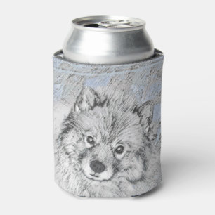 Keeshond Beth Painting - Niedliche Originalkunst d Dosenkühler