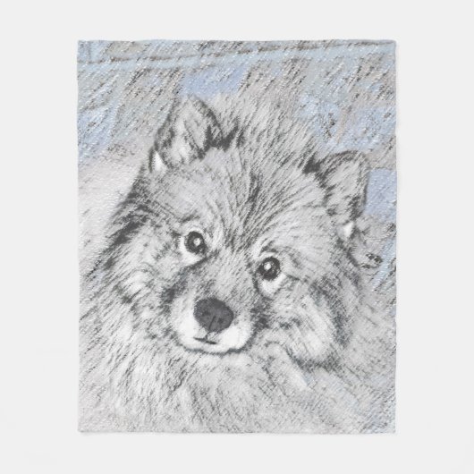 Keeshond Beth Painting - Niedliche Originalkunst d Fleecedecke (Vorderseite)
