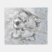 Keeshond Beth Painting - Niedliche Originalkunst d Fleecedecke (Vorderseite (Horizontal))
