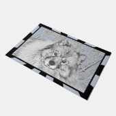 Keeshond Beth Painting - Niedliche Originalkunst d Fußmatte (Schrägansicht)