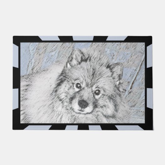 Keeshond Beth Painting - Niedliche Originalkunst d Fußmatte (Vorderseite)