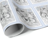 Keeshond Beth Painting - Niedliche Originalkunst d Geschenkpapier (Rolleneckpunkt)