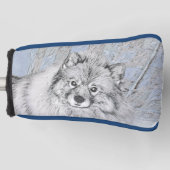 Keeshond Beth Painting - Niedliche Originalkunst d Golf Headcover (Vorderseite)