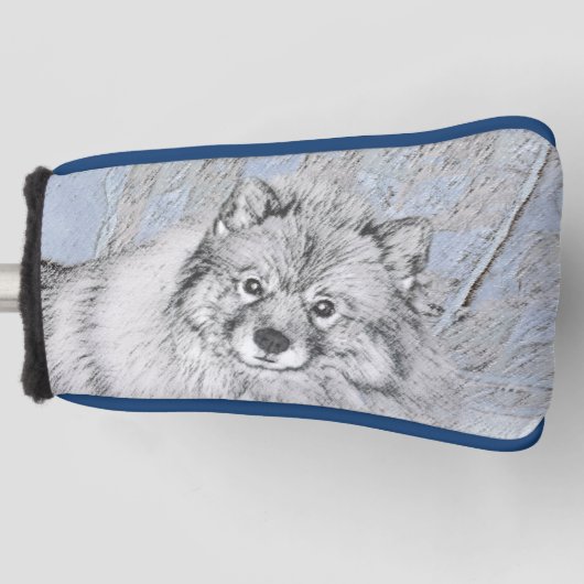 Keeshond Beth Painting - Niedliche Originalkunst d Golf Headcover (Vorderseite)