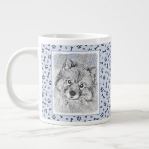 Keeshond Beth Painting - Niedliche Originalkunst d Jumbo-Tasse