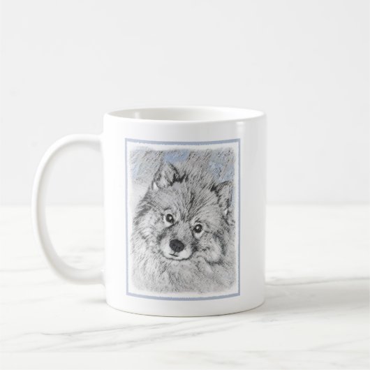 Keeshond Beth Painting - Niedliche Originalkunst d Kaffeetasse (Links)
