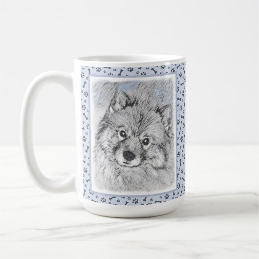 Keeshond Beth Painting - Niedliche Originalkunst d Kaffeetasse (Links)