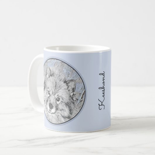 Keeshond Beth Painting - Niedliche Originalkunst d Kaffeetasse (Vorderseite Links)