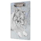 Keeshond Beth Painting - Niedliche Originalkunst d Klemmbrett (Links)