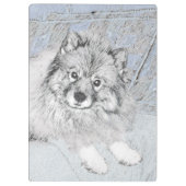Keeshond Beth Painting - Niedliche Originalkunst d Klemmbrett (Rückseite)