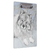 Keeshond Beth Painting - Niedliche Originalkunst d Klemmbrett (Rechts)