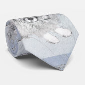 Keeshond Beth Painting - Niedliche Originalkunst d Krawatte (Gerollt)