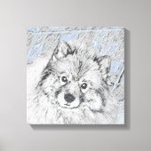 Keeshond Beth Painting - Niedliche Originalkunst d Leinwanddruck (Vorderseite)