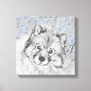Keeshond Beth Painting - Niedliche Originalkunst d Leinwanddruck