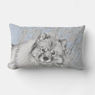 Keeshond Beth Painting - Niedliche Originalkunst d Lendenkissen