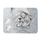 Keeshond Beth Painting - Niedliche Originalkunst d Magnet (Horizontal)