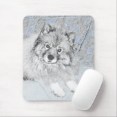 Keeshond Beth Painting - Niedliche Originalkunst d Mousepad (Mit Mouse)