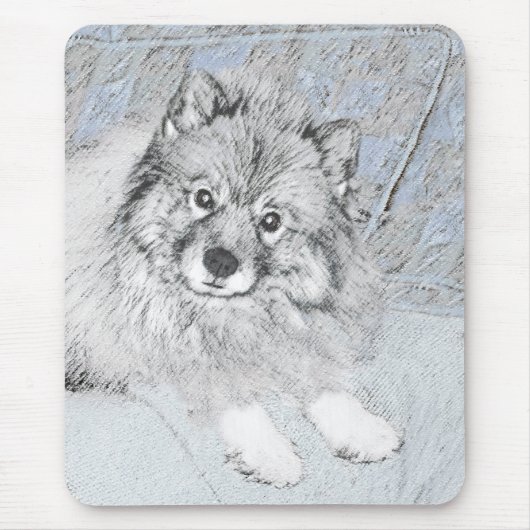 Keeshond Beth Painting - Niedliche Originalkunst d Mousepad (Vorne)