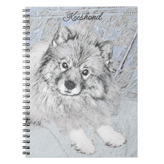 Keeshond Beth Painting - Niedliche Originalkunst d Notizblock (Vorderseite)