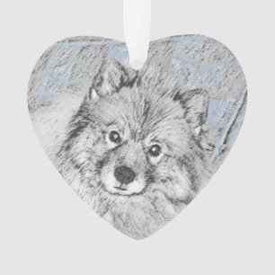Keeshond Beth Painting - Niedliche Originalkunst d Ornament