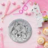 Keeshond Beth Painting - Niedliche Originalkunst d Pappteller (Party)